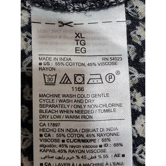 Old Navy Black XL Tunic Floral Dress Boho Cottage Prairie Puff Long Sleeve Vneck - Picture 4 of 10